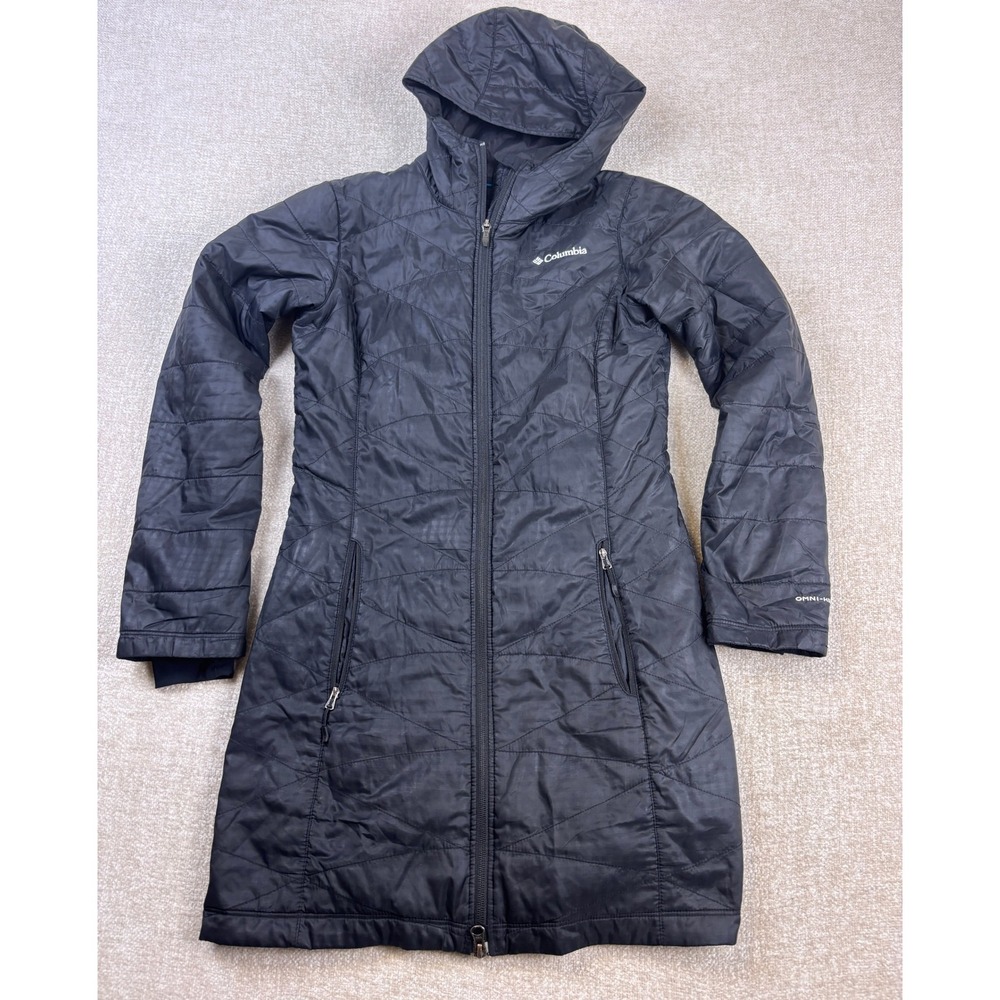 Columbia Mighty Lite Hooded Jacket Black Quilted Omni-Heat Parka WL5033 XS